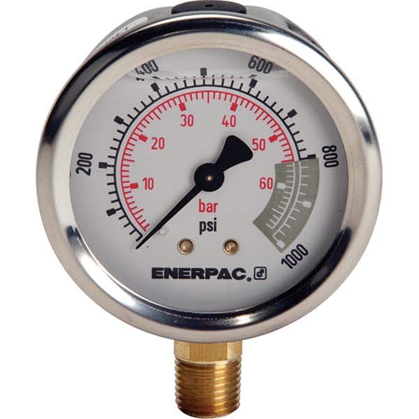 Enerpac G2513L 600 psi Glycerine-Filled Hydraulic Pressure Gauge 