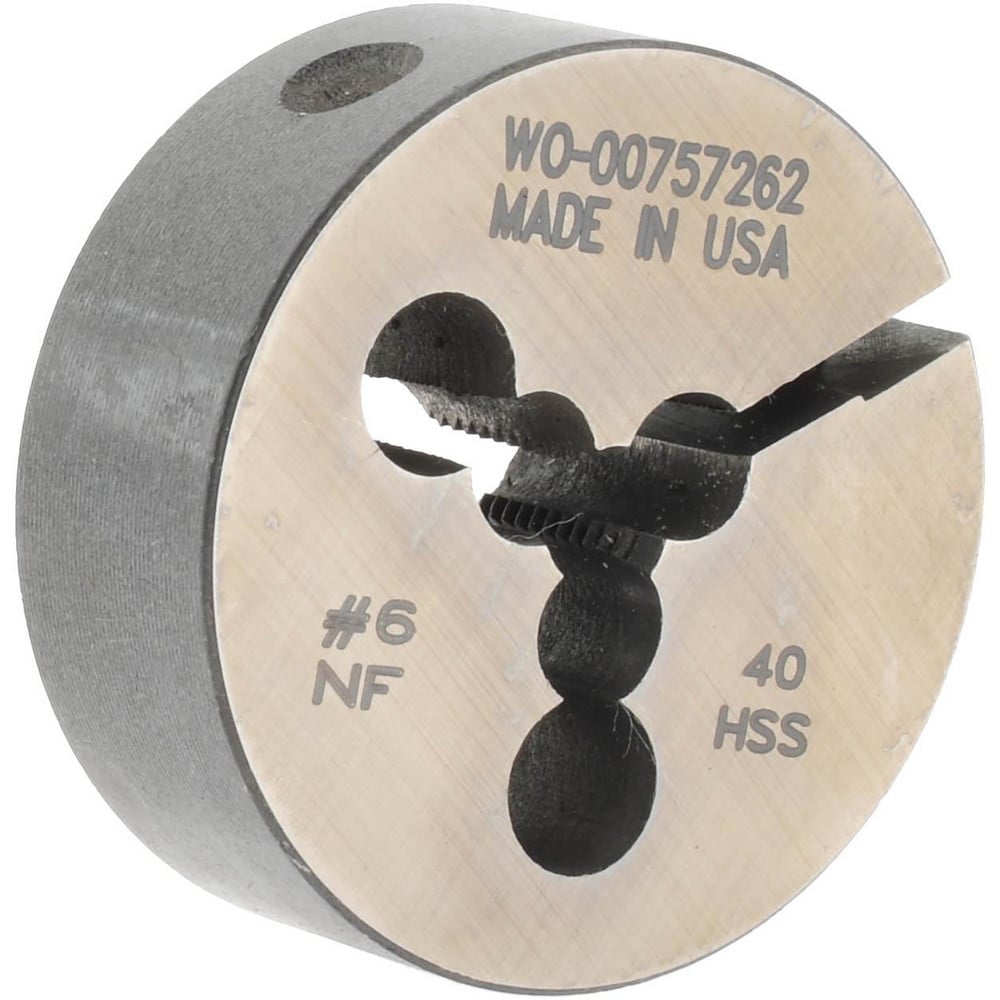 Round Die: #6-40, 1" OD, High Speed Steel