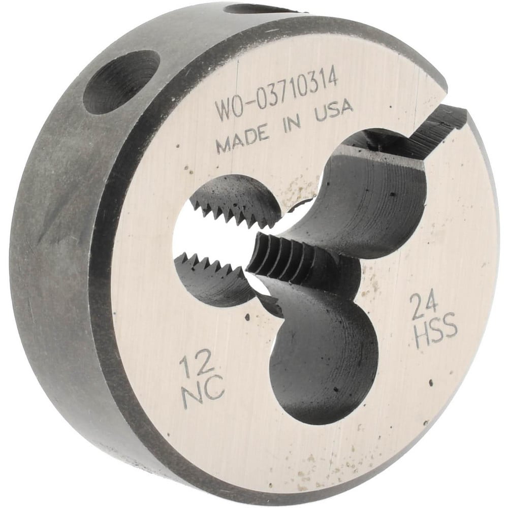 Round Die: #12-24, 1" OD, High Speed Steel