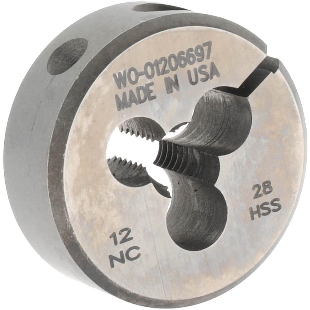 Round Die: #12-28, 1" OD, High Speed Steel