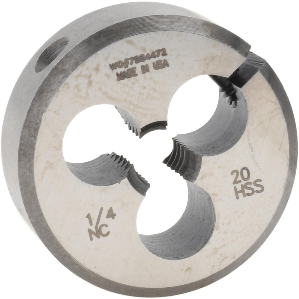 Round Die: 1/4-20, 1" OD, High Speed Steel