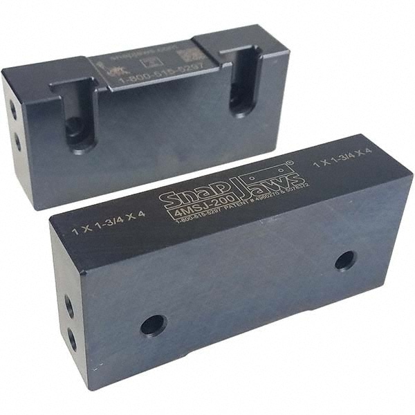 Snap Jaws 4MSJ-200 Vise Jaw: 4" Wide, 1.75" High, 1" Thick, Flat 