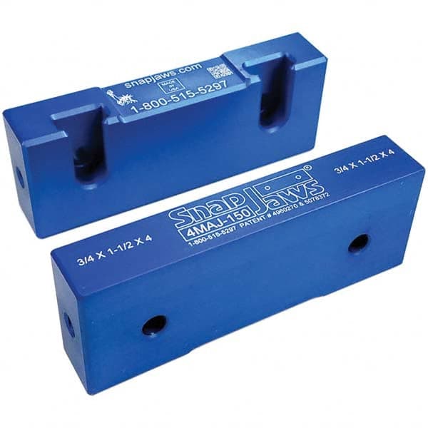 Snap Jaws 4MAJ-150 Vise Jaw: 4" Wide, 1.5" High, 0.75" Thick, Flat 