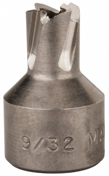 Annular Cutter: 9/32" Dia, 1/4" Depth of Cut, High Speed Steel - 3/8" Shank Dia, Bright/Uncoated