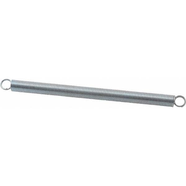 Extension Spring: 0.25" OD, 4.56 lb Max Load, 4.56" Extended Length, 0.0317" Wire Dia
