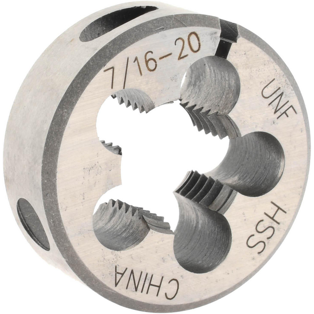 Round Die: 7/16-20, 1" OD, High Speed Steel
