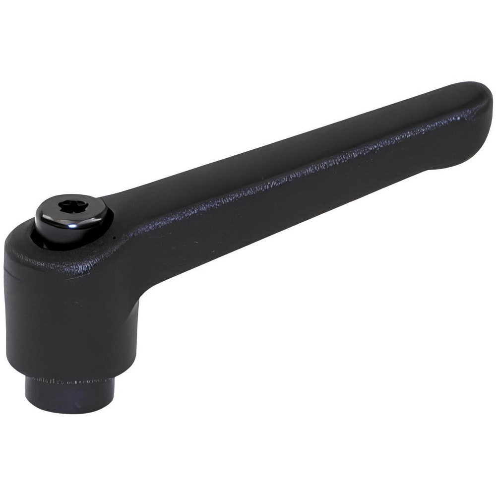 Metric Tapped & Reamed Insert Adjustable Clamping Handle: M4 x 0.70 Thread, 10 mm Hub Dia, Fiber Reinforced Technopolymer Plastic & Metal