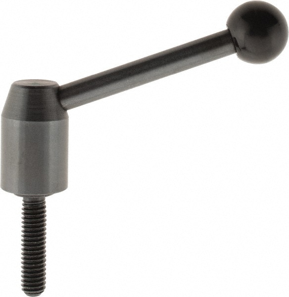 J.W. Winco 5T32A11/E Threaded Stud Adjustable Clamping Handle: 5/16-18 Thread, 0.53" Hub Dia, Steel, Black 