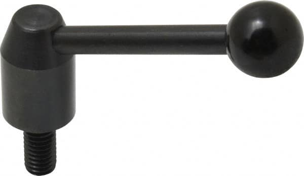 J.W. Winco 6T20A11/E Threaded Stud Adjustable Clamping Handle: 3/8-16 Thread, 0.53" Hub Dia, Steel, Black 