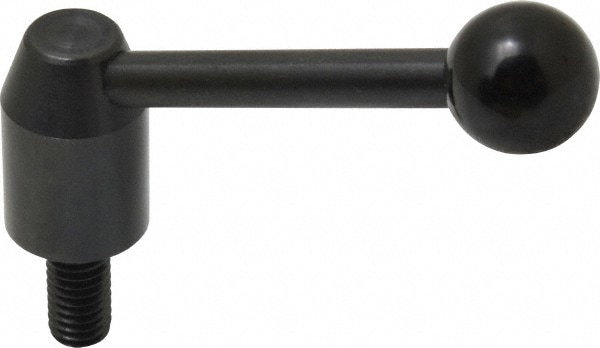 J.W. Winco 6T20A11/E Threaded Stud Adjustable Clamping Handle: 3/8-16 Thread, 0.53" Hub Dia, Steel, Black Image