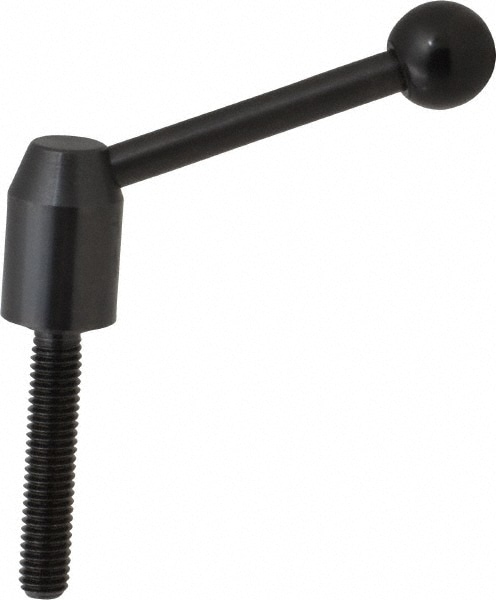 J.W. Winco 6T50A11/E Threaded Stud Adjustable Clamping Handle: 3/8-16 Thread, 0.53" Hub Dia, Steel, Black Image