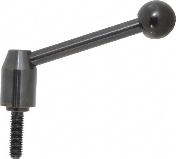 J.W. Winco 6T32A12/E Threaded Stud Adjustable Clamping Handle: 3/8-16 Thread, 0.63" Hub Dia, Steel, Black 