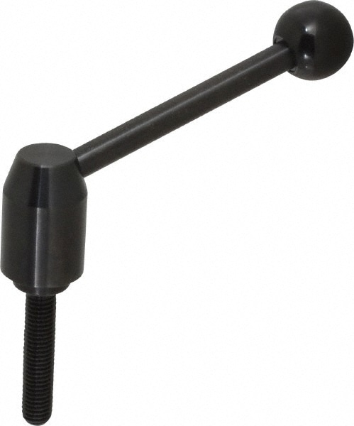 J.W. Winco 8T63A14/E Threaded Stud Adjustable Clamping Handle: 1/2-13 Thread, 0.91" Hub Dia, Steel, Black 