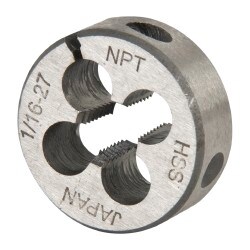1/16-27 NPT x 1" OD Round Adjustable Pipe Die