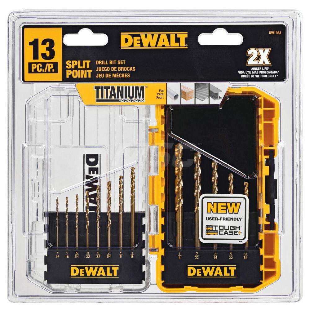 DeWALT - Drill Bit Set: Jobber Length Drill Bits, 13 Pc, 135 °, High ...