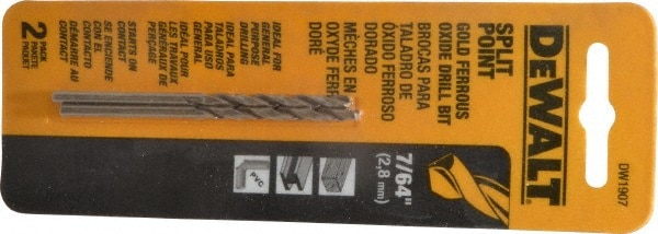 Mechanics Drill Bit: 7/64" Dia, 1350, Cobalt & High Speed Steel, Straight-Cylindrical Shank, Split Point