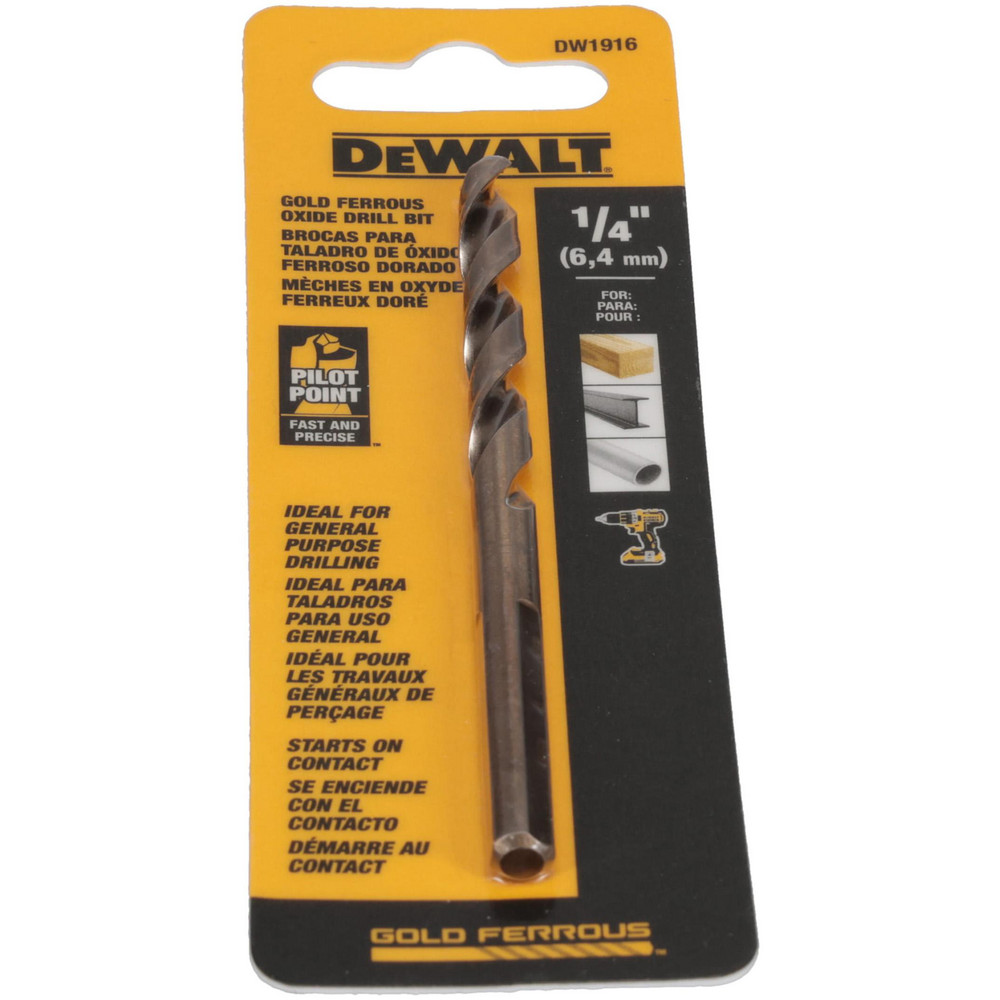 Mechanics Drill Bit:  0.2500" Dia,  135&deg,  Cobalt,  Straight-Cylindrical Shank,  Pilot Point