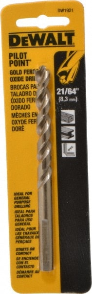 Mechanics Drill Bit: 21/64" Dia, 1350, Cobalt, Straight-Cylindrical Shank, Pilot Point