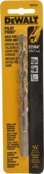 Reduced Shank Drill Bit: 27/64'' Dia, 3/8'' Shank Dia, 135 0, High Speed Steel