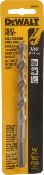 Reduced Shank Drill Bit: 7/16'' Dia, 3/8'' Shank Dia, 135 0, High Speed Steel