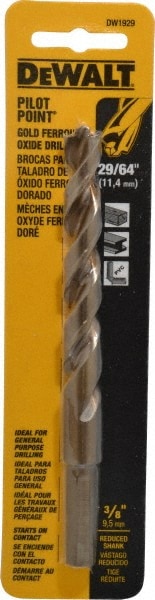 Reduced Shank Drill Bit: 29/64'' Dia, 3/8'' Shank Dia, 135 0, High Speed Steel