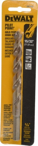 Reduced Shank Drill Bit: 15/32'' Dia, 3/8'' Shank Dia, 135 0, High Speed Steel