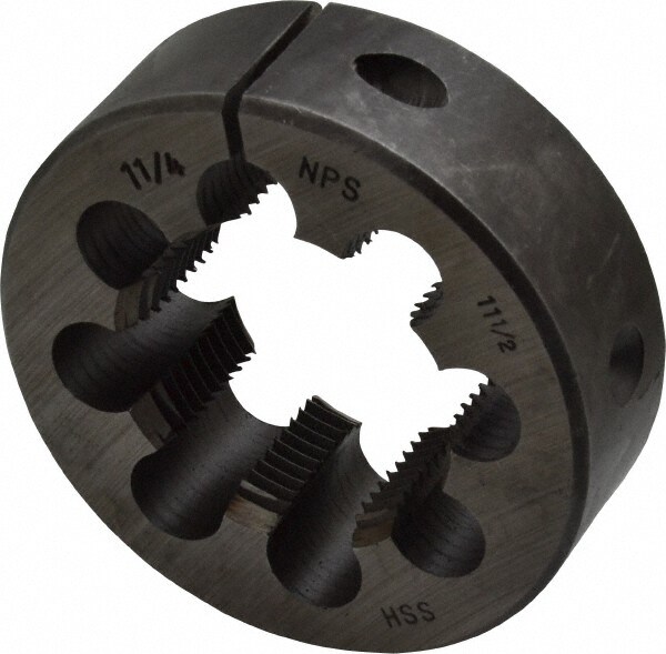 1-1/4 - 11-1/2 NPS x 3" OD Round Adjustable Pipe Die