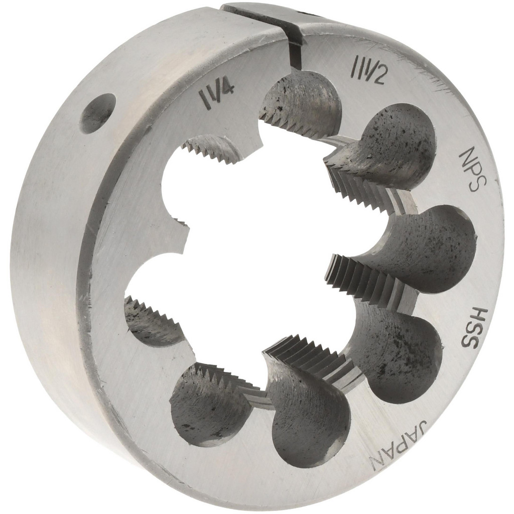 thumbnail image 2 of 5/8-11 X 1-1/2 OD UNC Round Adjustable Die - High Speed Steel - Thread Cutting Tool 2 of 4