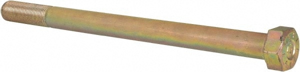 Hex Head Cap Screw: 5/8-18 x 9", Grade L9 Steel, Zinc Yellow Dichromate Finish