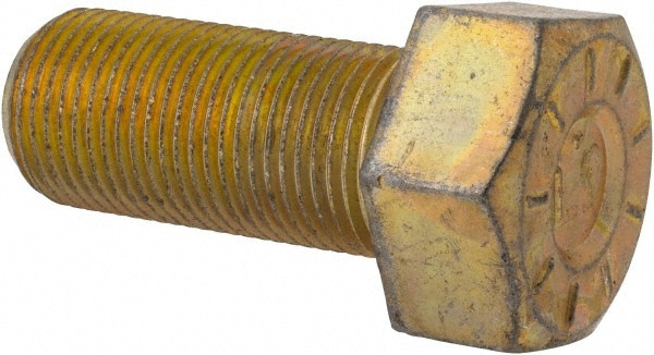 Hex Head Cap Screw: 7/8-14 x 2", Grade L9 Steel, Zinc Yellow Dichromate Finish