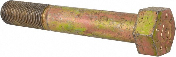 Hex Head Cap Screw: 7/8-14 x 5-1/2", Grade L9 Steel, Zinc Yellow Dichromate Finish