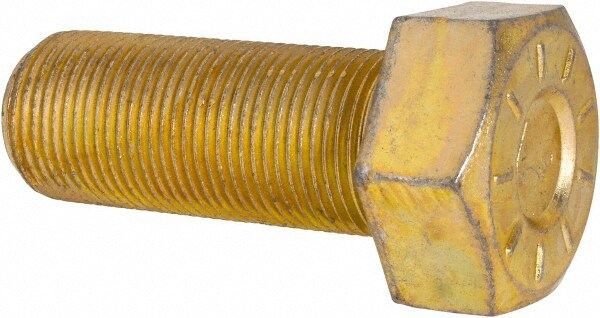 Hex Head Cap Screw: 1-14 x 2-1/2", Grade L9 Steel, Zinc Yellow Dichromate Finish