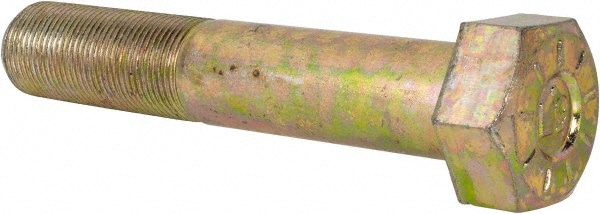 Hex Head Cap Screw: 1-14 x 5-1/2", Grade L9 Steel, Zinc Yellow Dichromate Finish
