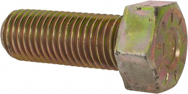 Hex Head Cap Screw: 1-1/8 - 7 x 3", Grade L9 Steel, Zinc Yellow Dichromate Finish