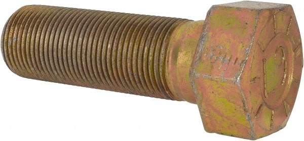 Hex Head Cap Screw: 1-1/8 - 12 x 3-1/2", Grade L9 Steel, Zinc Yellow Dichromate Finish