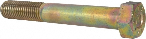 Hex Head Cap Screw: 1-1/8 - 7 x 8", Grade L9 Steel, Zinc Yellow Dichromate Finish