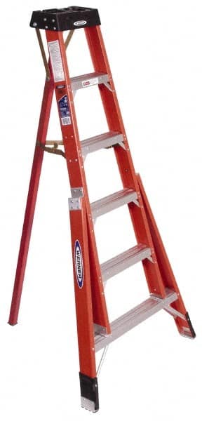 Werner FTP6206 6-Step Ladder: Fiberglass, Type IA, 6 OAH 