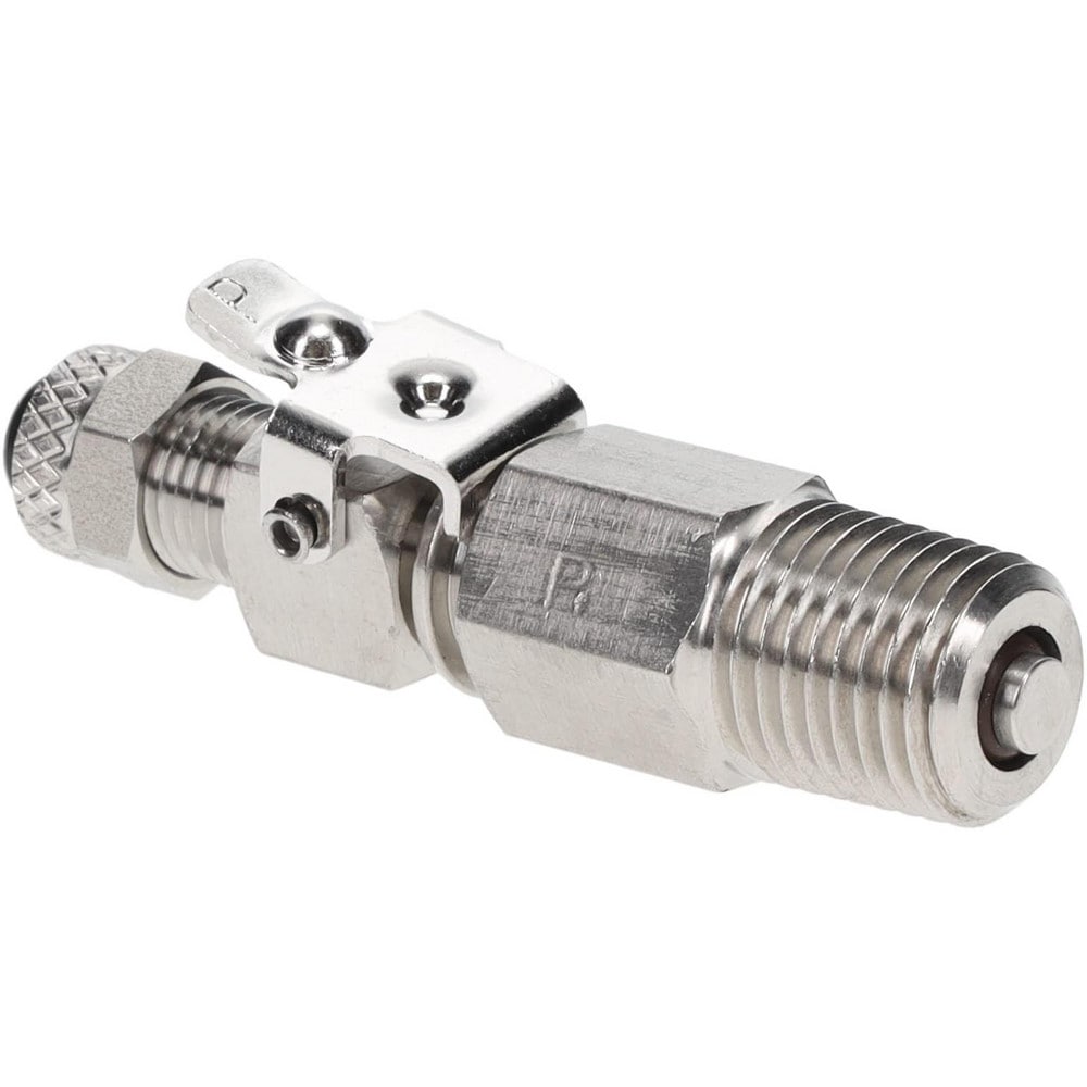 Compression Tube Single End Shutoff Pipe Coupler: 1/4-18" Thread, Compression x MNPT