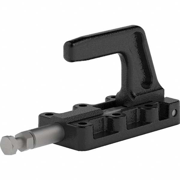 Standard Straight Line Action Clamp: 1,100 lb Load Capacity, 1.5" Plunger Travel, Flanged Base, Carbon Steel