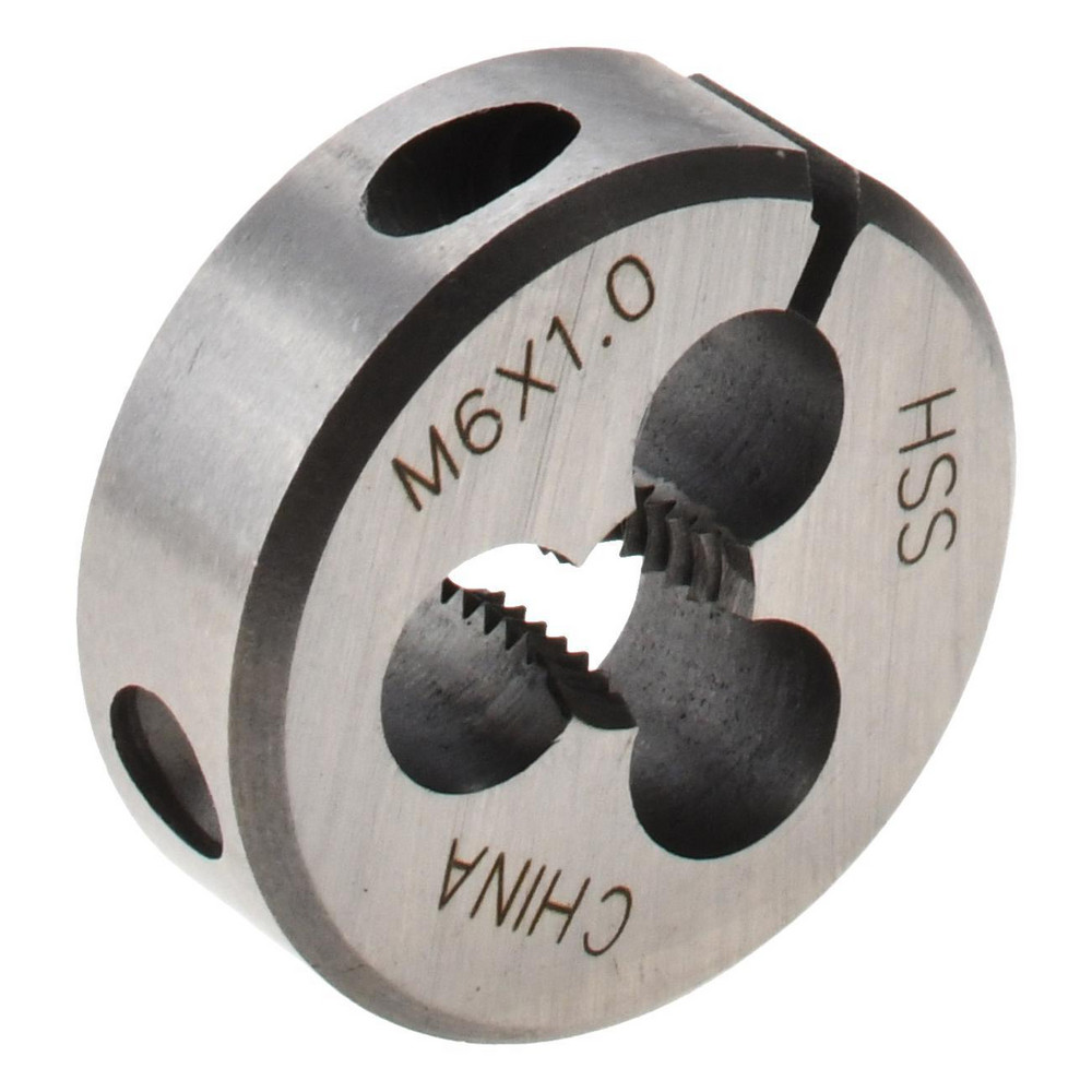 Round Die: M6x1, 1" OD, High-Speed Steel - Adjustable, Right Hand Thread