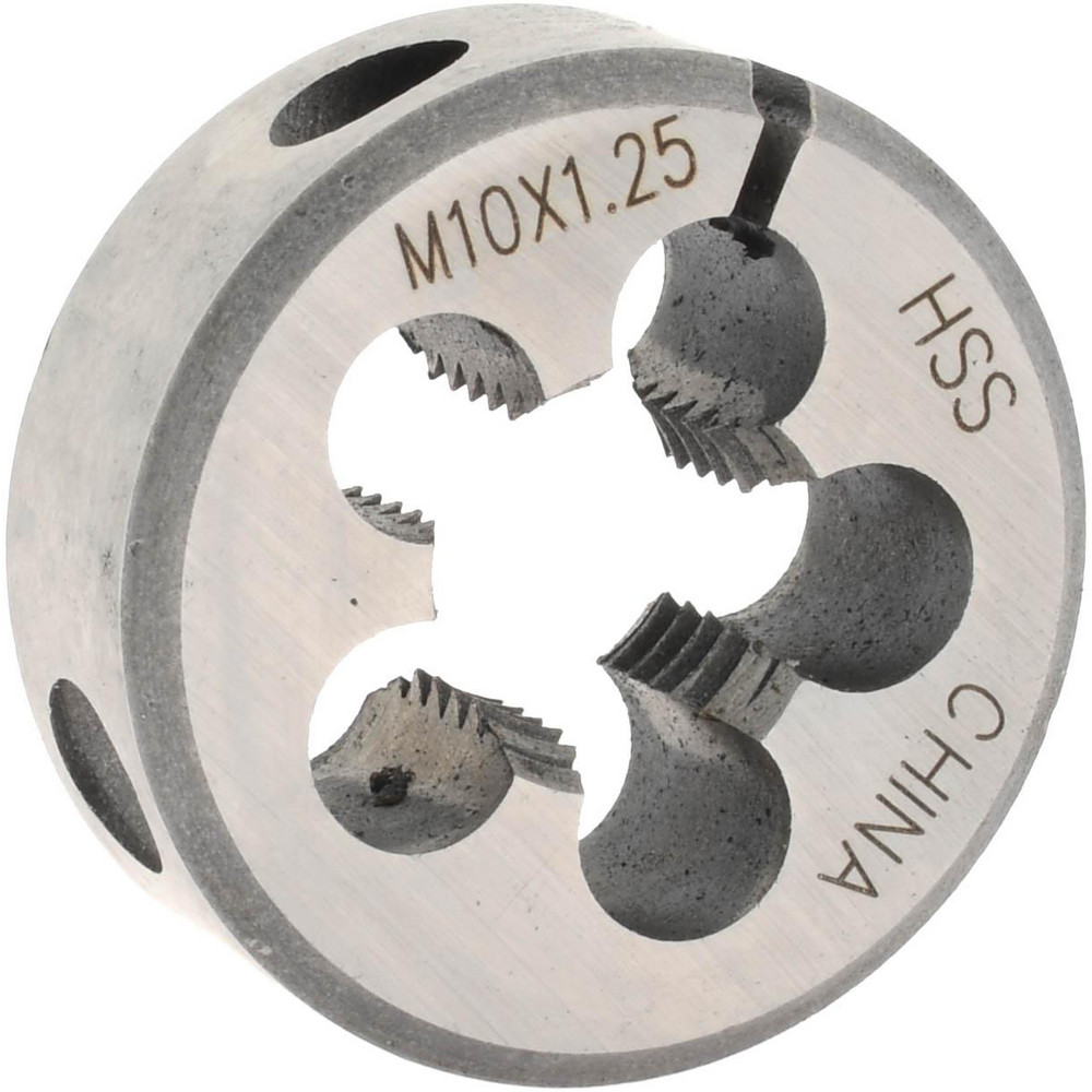 Round Die: M10x1.25, 1" OD, High Speed Steel