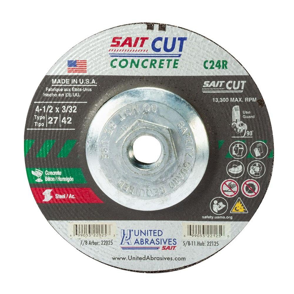 Depressed Center Wheel: Type 27, 4-1/2" Dia, Silicon Carbide