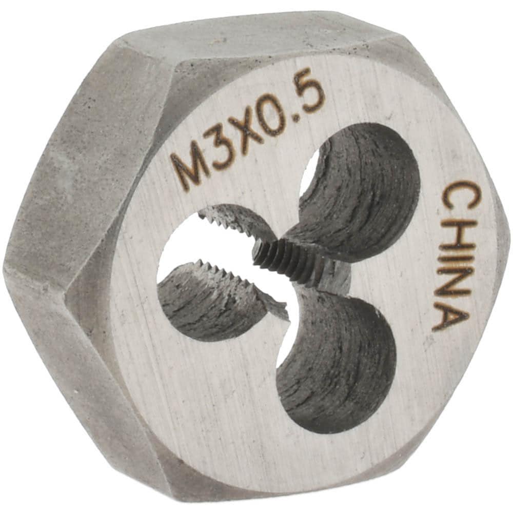 Hex Rethreading Die: M3x0.5, Right Hand, Carbon Steel