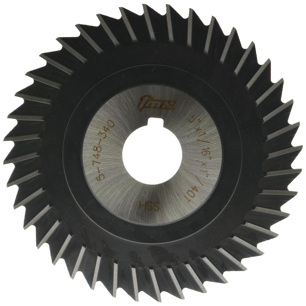 Side Chip Saw: 5" Blade Dia, 1/16" Blade Thickness, 1" Arbor Hole Dia, 40 Teeth, High Speed Steel