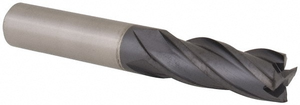 Square End Mill: 3/8" Dia, 1" LOC, 4 Flutes, Solid Carbide