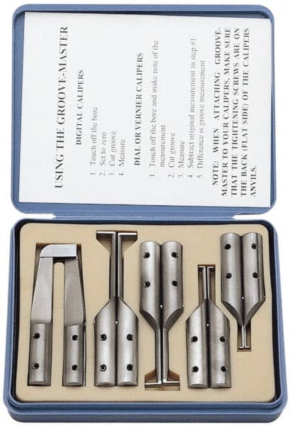 Groove Master Attachment Set: 5 Pc, Use with 6" Vernier, Dial & Digital Calipers