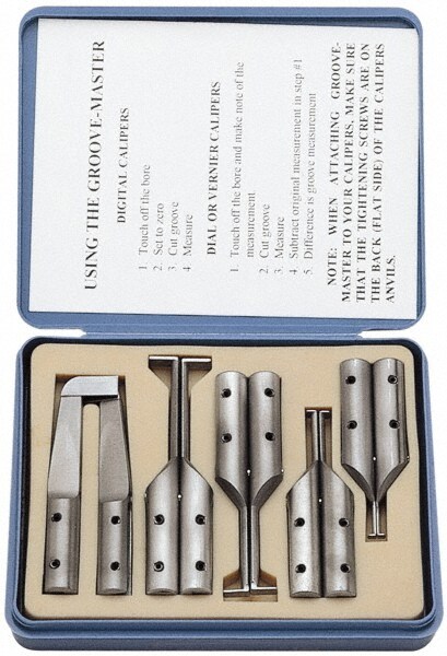 6" OAL, Accurate up to 0.001", 0.4, 0.65 & 1mm Wide Flange, Hard Chrome Steel Caliper Attachment Set