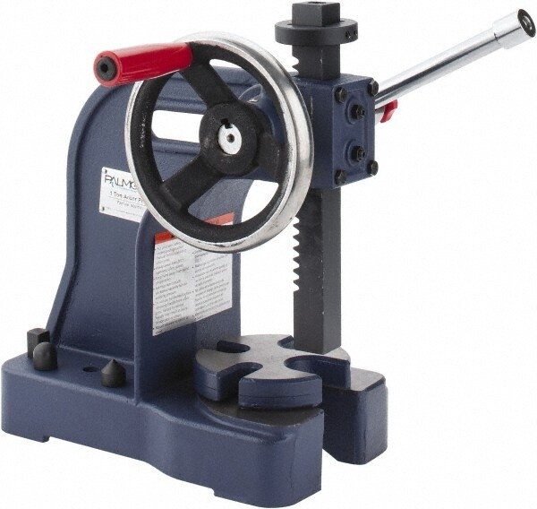 Pneumatic Arbor Press: 1" Ram, 4" Throat Depth, 1 Ton Pressure, 5-1/2" Max Work Height