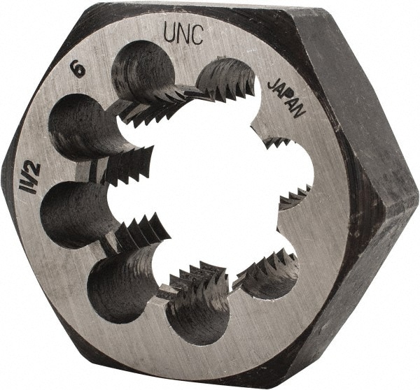 Value Collection 365-1321 Hex Rethreading Die: 1-1/2 - 6 Thread, 1" Thick, Right Hand, Carbon Steel Image