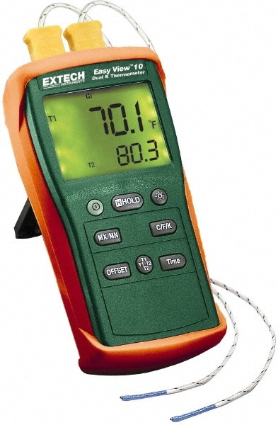 Digital Easy View Dual Input Thermometer: 1,999 ° F, K Thermocouple Sensor